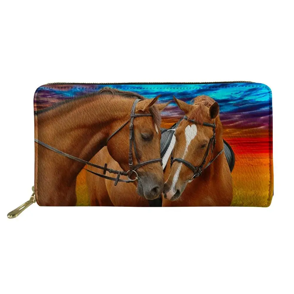 

Coloranimal Brand Zipper PU Leather Wallets for Woman Lady 8 inch Long Purses with Lovely 3d Printt Animal Crazy Horse Girls