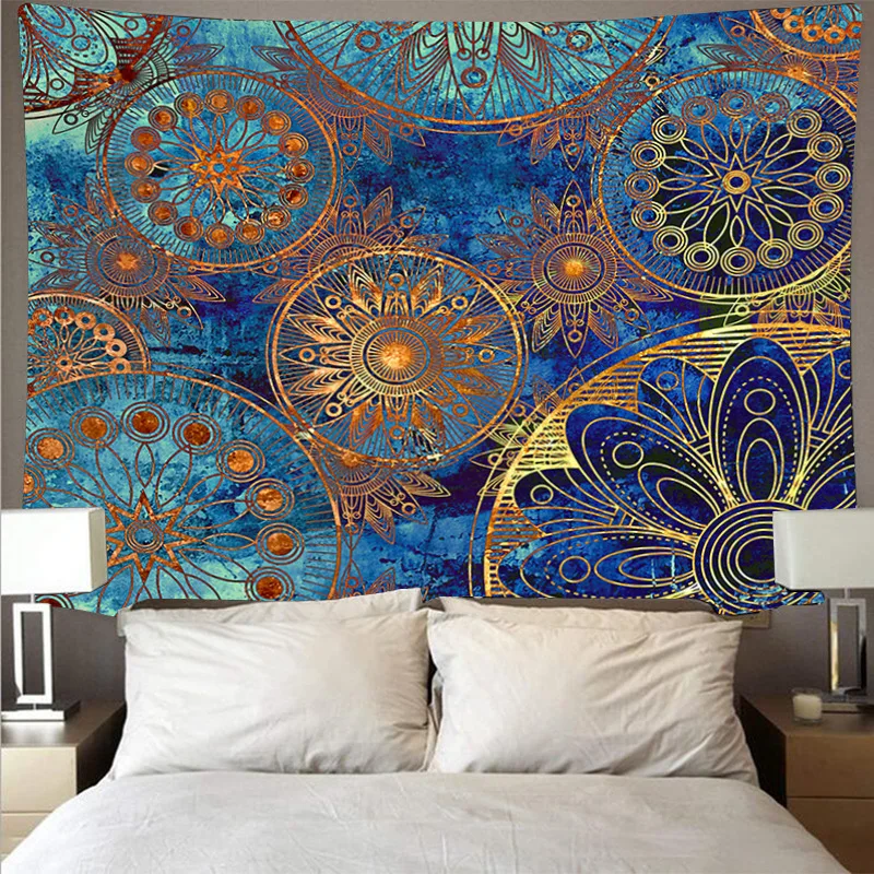 Скандинавский красочный гобелен с мандалой в эстетике 3d принтом фермерский