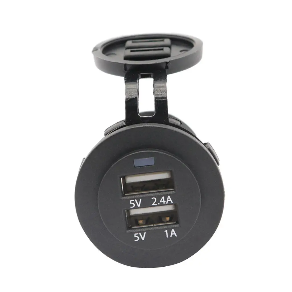 

Universal Car Boat 2 Pin Dual USB Charger Socket Plug With Waterproof Cover