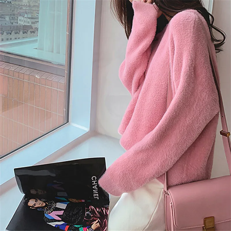 Осень и зима 2019 новый свитер как карамельный цвет пуловер Женский громоздкий