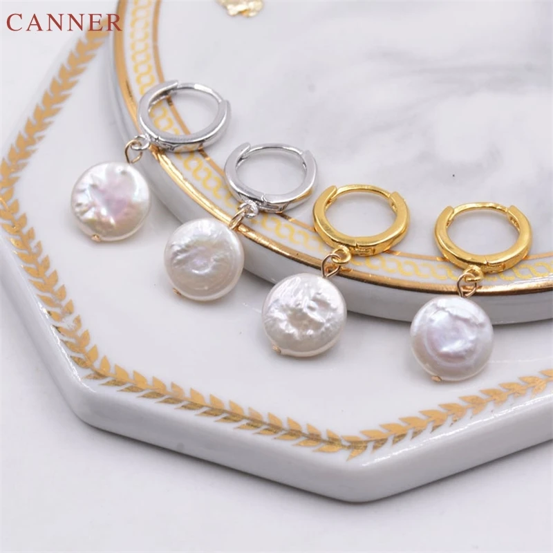 Женские серьги подвески с жемчугом серебристые небольшие круглые Ювелирное