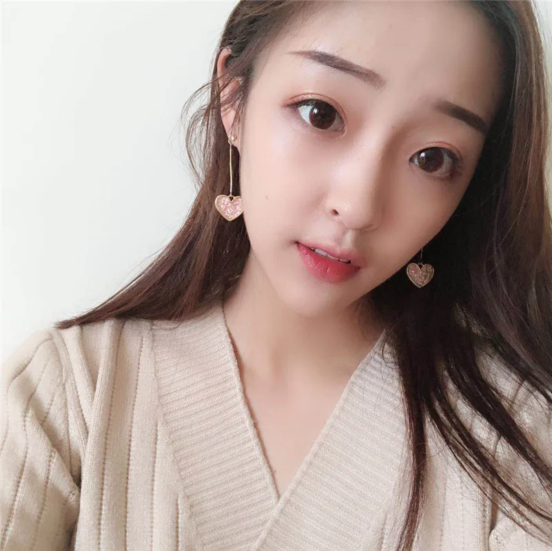 Женские модные популярные серьги в форме сердца длинные ювелирные изделия