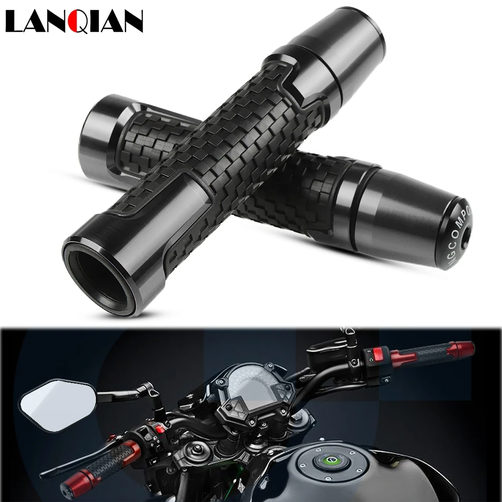 

7/8'' Motorcycle Anti-Skid Handle Grips With Handle Grip End CNC 22mm For vespa gts 300 aprilia pegaso 650 suzuki ltz 400