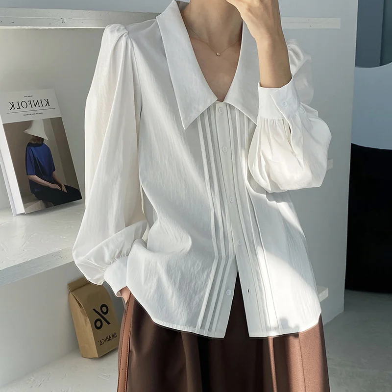 

Women's White Long Sleeve Dress Summer Robe Sexy Exquisite Cutout Embroidery large Lapel Vintage Style Dress Lapel shirt women