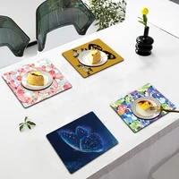 kitchen placemat coaster pu leather rectangle decoration table mat kitchen accessories tableware pad 21cmx25cm