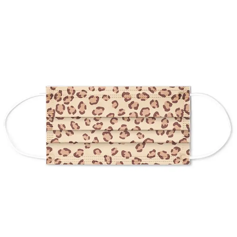 

10Pcs Leopard Pattern 3 Layers Disposable Mouth Mask Melt-Blown Non-Woven Earloo For Halloween Christmas