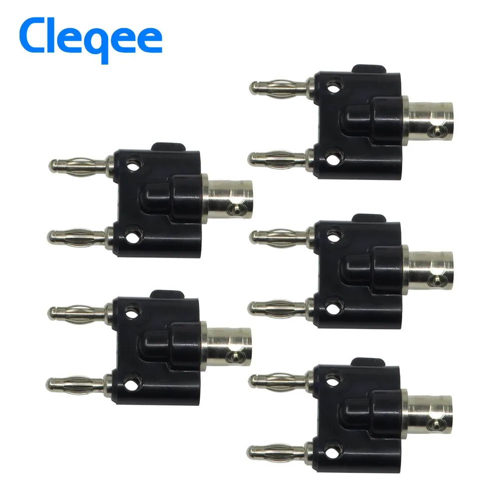 Cleqee P7006 5PCS Adapter BNC Female Jack to Two Dual 4mm Banana Binding Male Connector