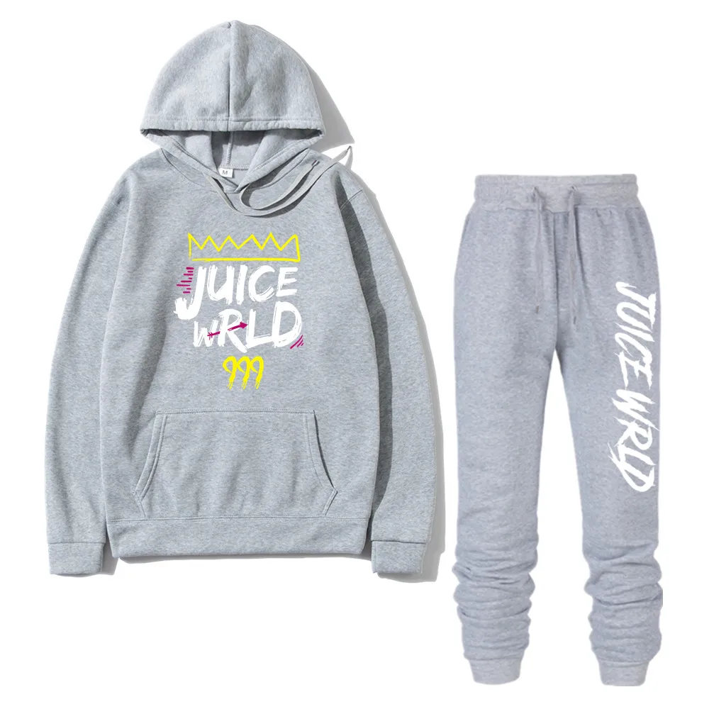 

2 Pieces Sets Tracksuit Men Rapper Juice Wrld Hooded Sweatshirt pants Pullover Hoodie Sportwear Sweat Suit Casual Sportsuits