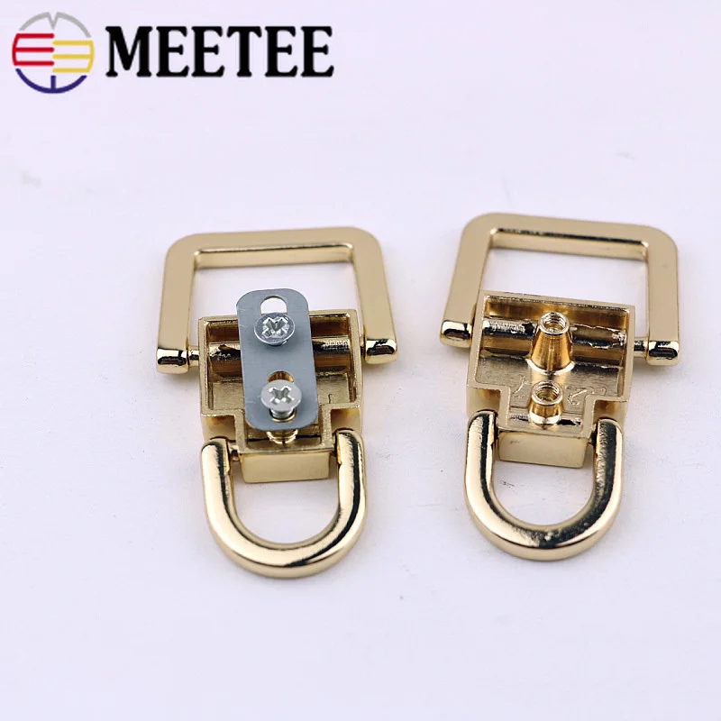 

Meetee 4/10pcs Alloy Double Ring Buckle Bags Side Clamp Strap Hook Chain Hang Buckles DIY Luggage Screw Clasp Hardware Accessory