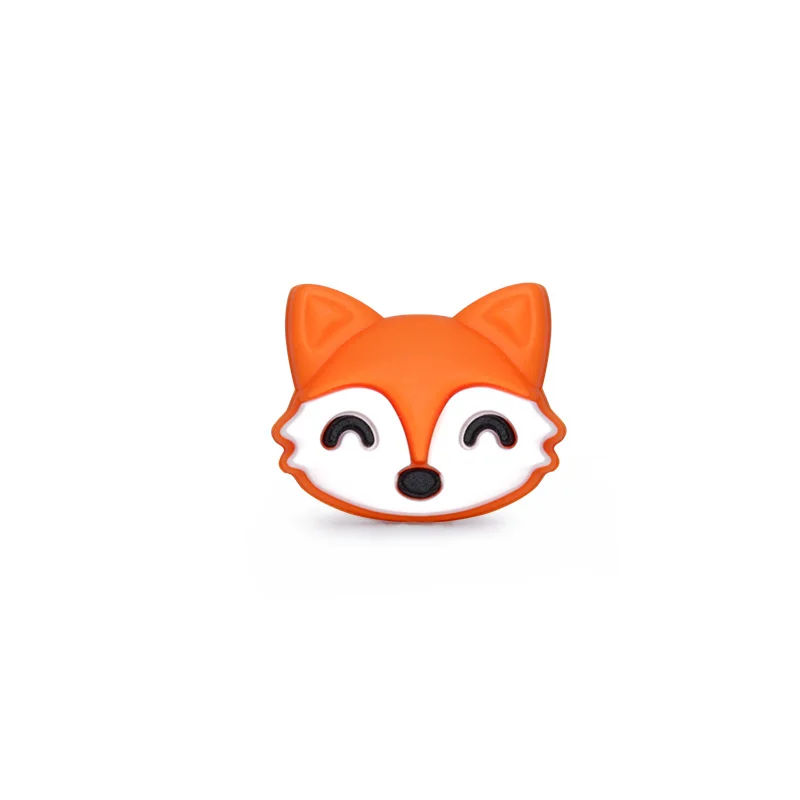 Orange Chenkai 10 шт. в форме лисы детский силиконовый Прорезыватель для зубов из бусин Детские Мультяшные Прорезыватели для зубов для ухода за ребенком Прорезыватель для зубов ожерелье соска зажимы - Цвет: Orange