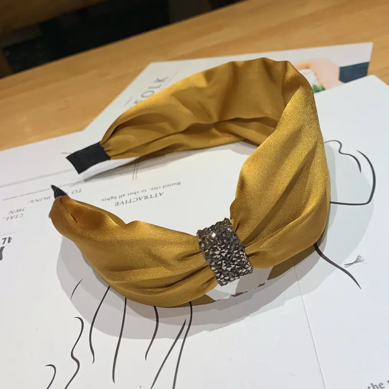 Корейские повязки для волос женщин модные широкие тканевые с узлом повязка