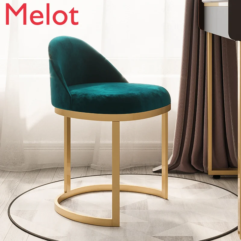 

Luxury European Bedroom Dresser Stool Modern High-End Simple Backrest Chair Family Pack Accessories Metal Stool
