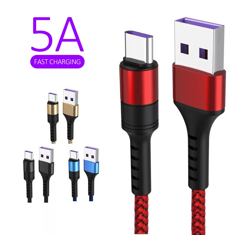 

5A Type-C Super Fast Charger For Huawei Smart Phone Charging Cable For Xiaomi Data Line USB Super Fast Charging Cable