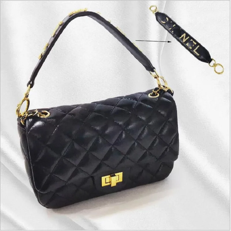 

1pcs new backpack handbag handle English black bag with double spring ring all-match high-end bag