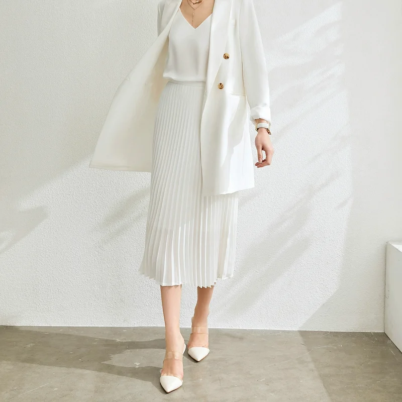 Осенне-зимняя офисная одежда белая черная длинная юбка в винтажном Корейском