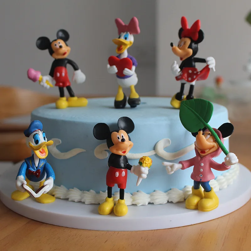 Disney 6pcs 8cm Mickey Minnie Mouse Donald Duck Pluto Goofy Pvc Action Figure Model Doll Toys Cake Decoration Baby Toy Gift | Игрушки и