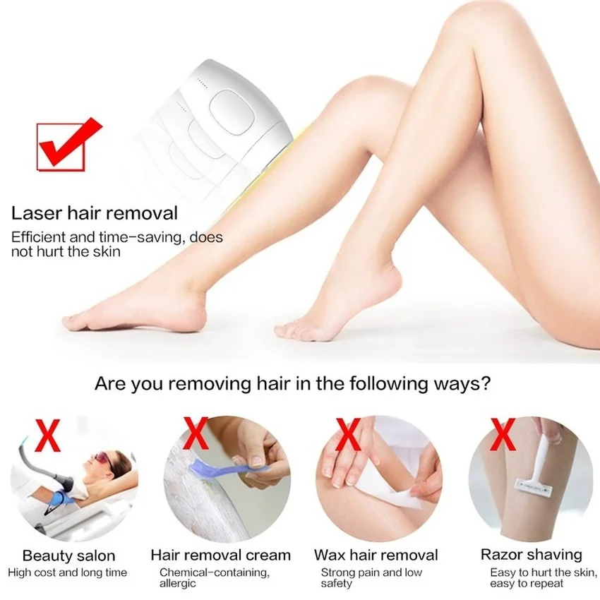 

IPL Laser Electric Epilator Depilador A Laser Permanent Painless Flawless Photoepilator Hair Removal Machine for Bikini Body