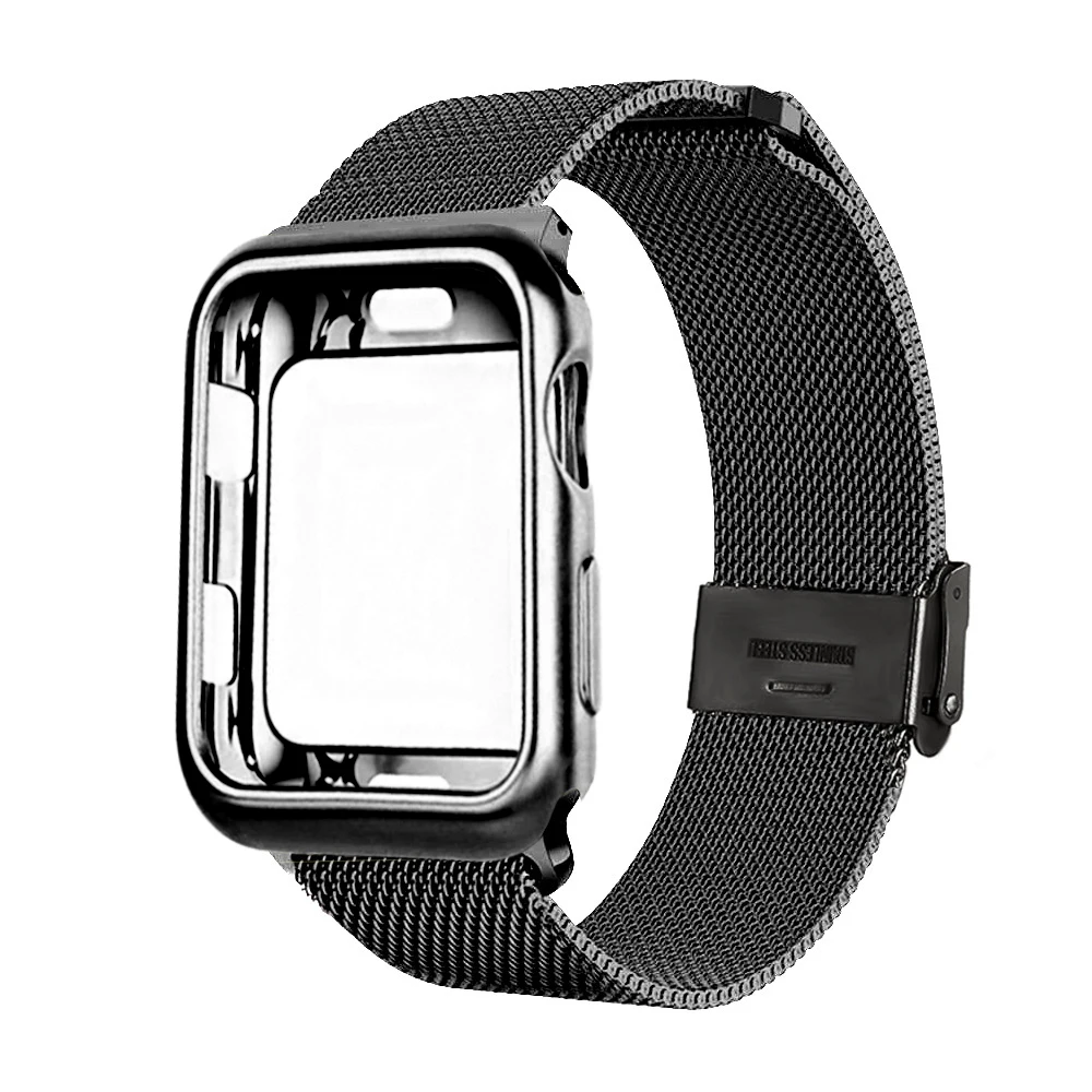 Миланская петля ремешок + чехол с магнитной пряжкой для Apple watch 42 мм 38 40 44 браслет