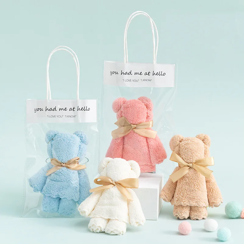 Квадратное флисовое полотенце с изображением медведя высокой плотности для