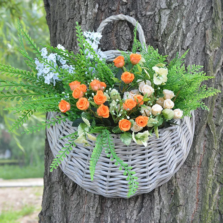 18 см ивовая солома корзина из неротанга больше держатель для мяса цветов ваза