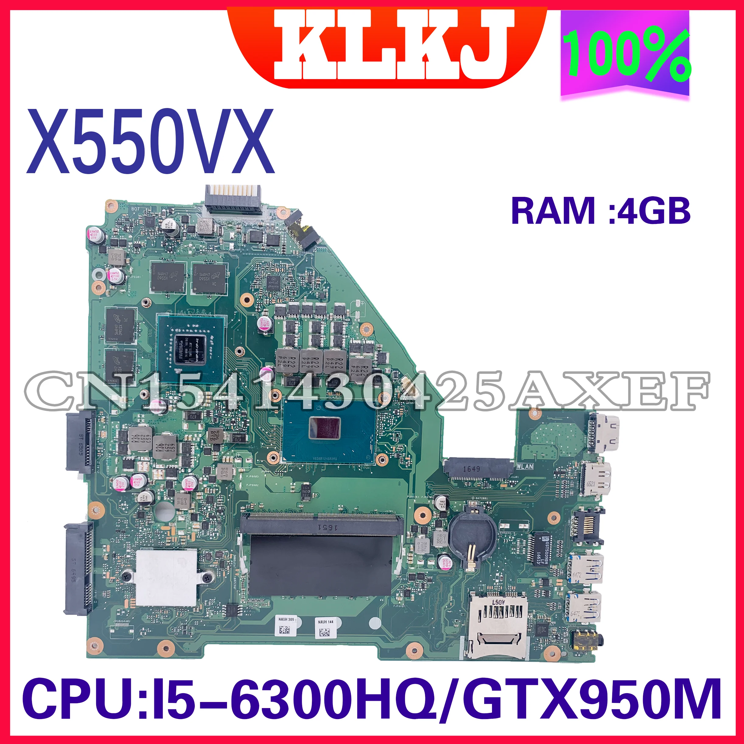 

Dinzi X550VX Laptop Motherboard For ASUS X550V X550VQ X550VXK FH5900V W50V Mainboard With 8GB-RAM I5-6300HQ GTX950M 100% Working