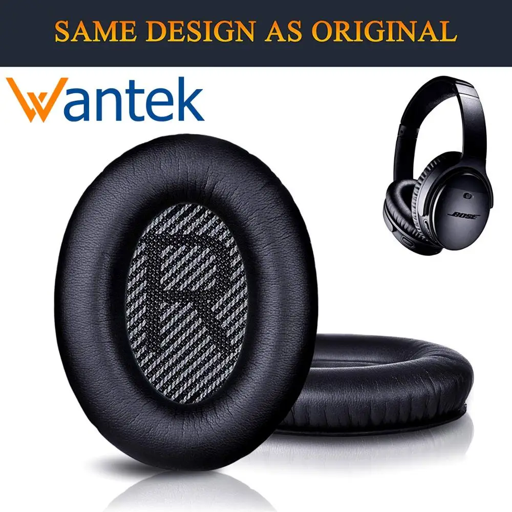 Запасные амбушюры Wantek для наушников Bose QC35 QC25 QC15 Ae2, Ae2i, Ae2w Quiet комфорт 25, печать, черный с Буле(1 пара