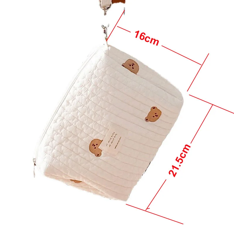 Bolsa de pa&ntilde;ales para beb&eacute;s, organizador port&aacute;til de algod&oacute;n con forma de oso para pa&ntilde;ales de beb&eacute;, organizador reutilizable para cochecito, bolsa h&uacute;meda-5
