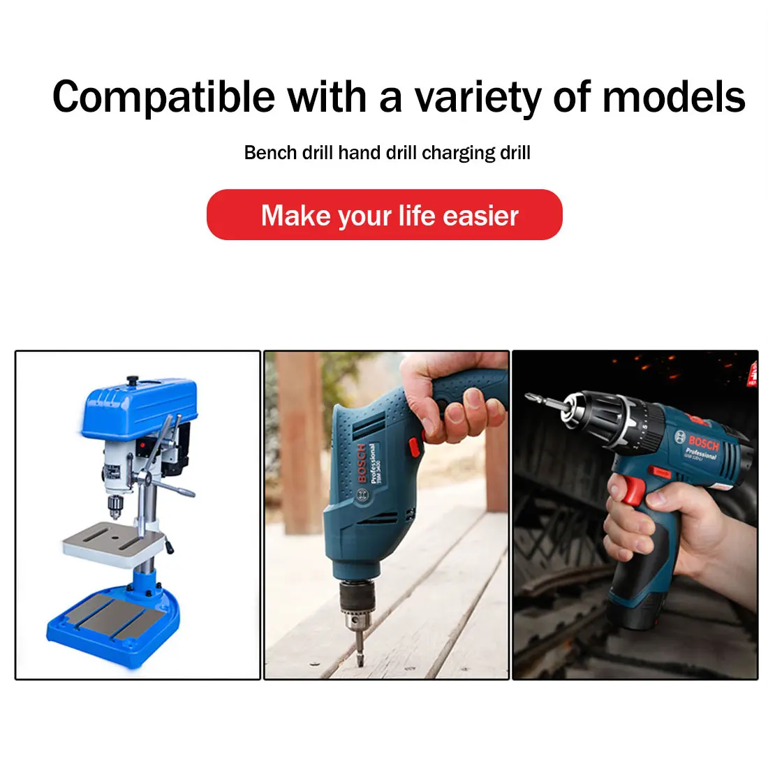 

For Electric Dril 11cm Concrete Drill Bit Double SDS Plus Slot Masonry Hammer Head Tool 5/6/8/10mm High Speed White Steel Wrench
