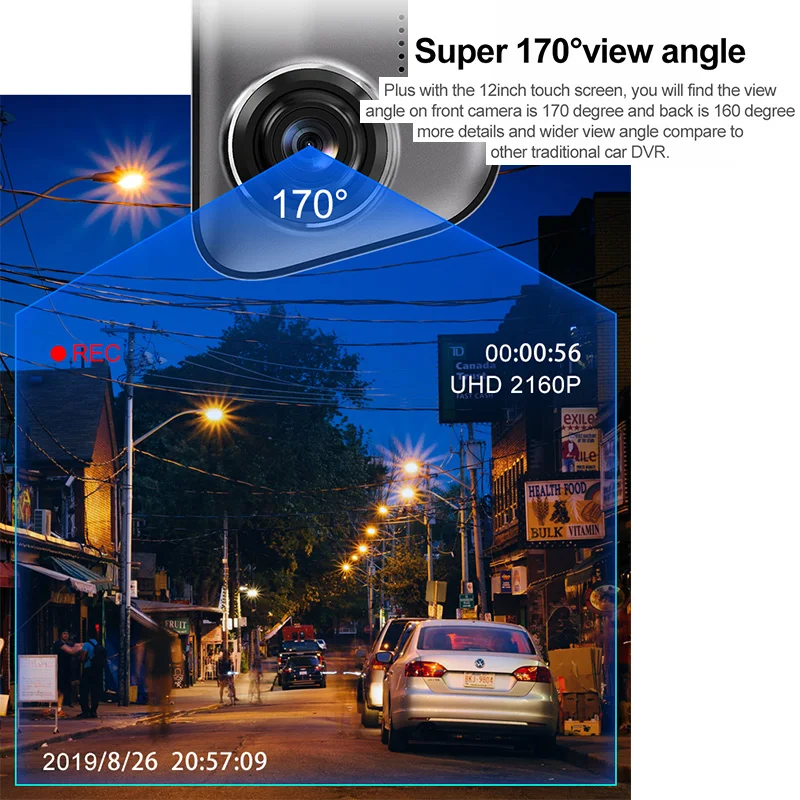 1440P Автомобильный видеорегистратор Камера 1" Full Touch ips экран 2K разрешение автомобильный видеорегистратор заднего вида зеркало двойной объектив видеорегистратор с ночным видением