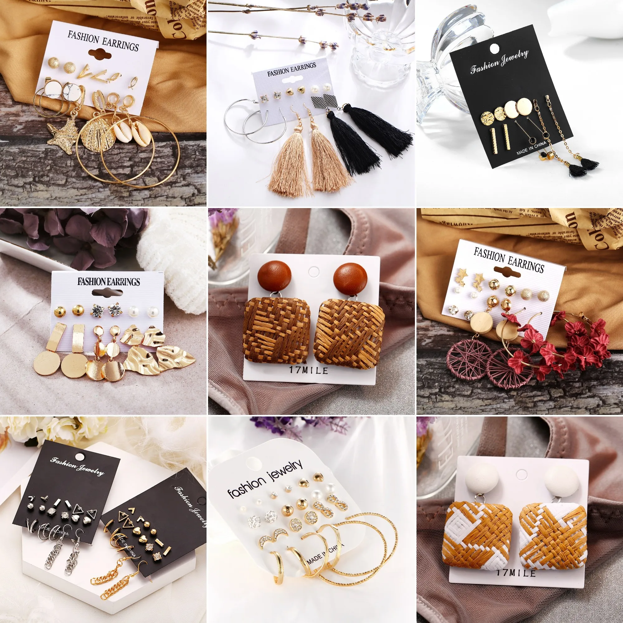 

2021 Fashion Vintage Bohemian Pearl Big Gold Circle Tassel Butterfly Lady Pendant Earrings Jewelry Charm Gift