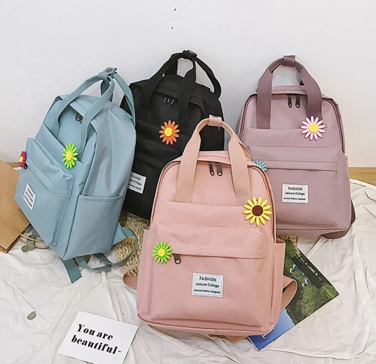 Южная Корея прекрасный ins мягкая сумка женский студенческий японский Harajuku рюкзак с подсолнухами маленький свежий ulzzang фиолетовый рюкзак