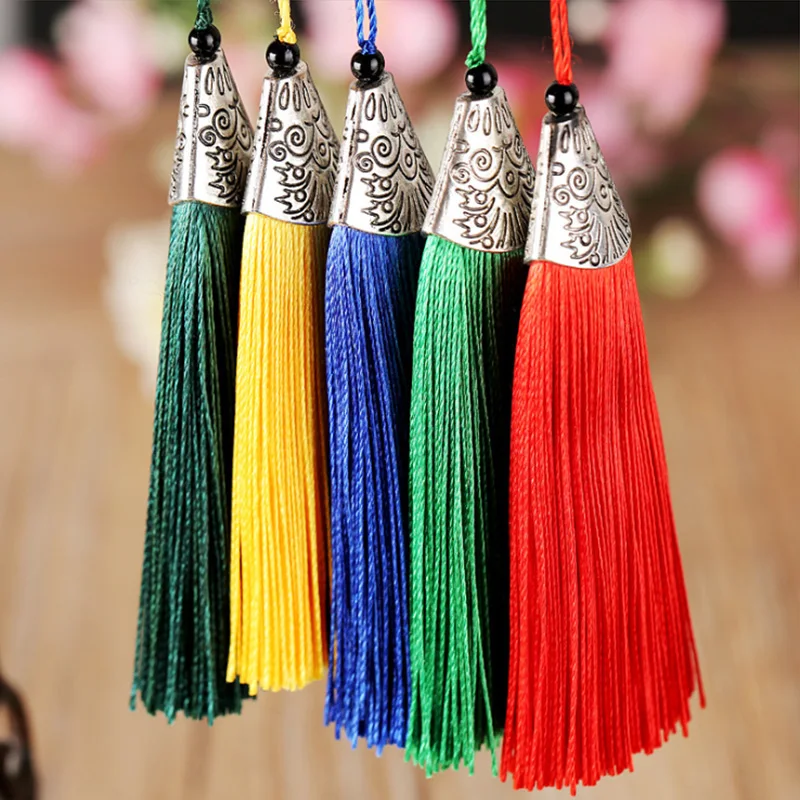 10 шт./лот 8 см Цветные Плоские шелковые кисточки с декоративной кисточкой