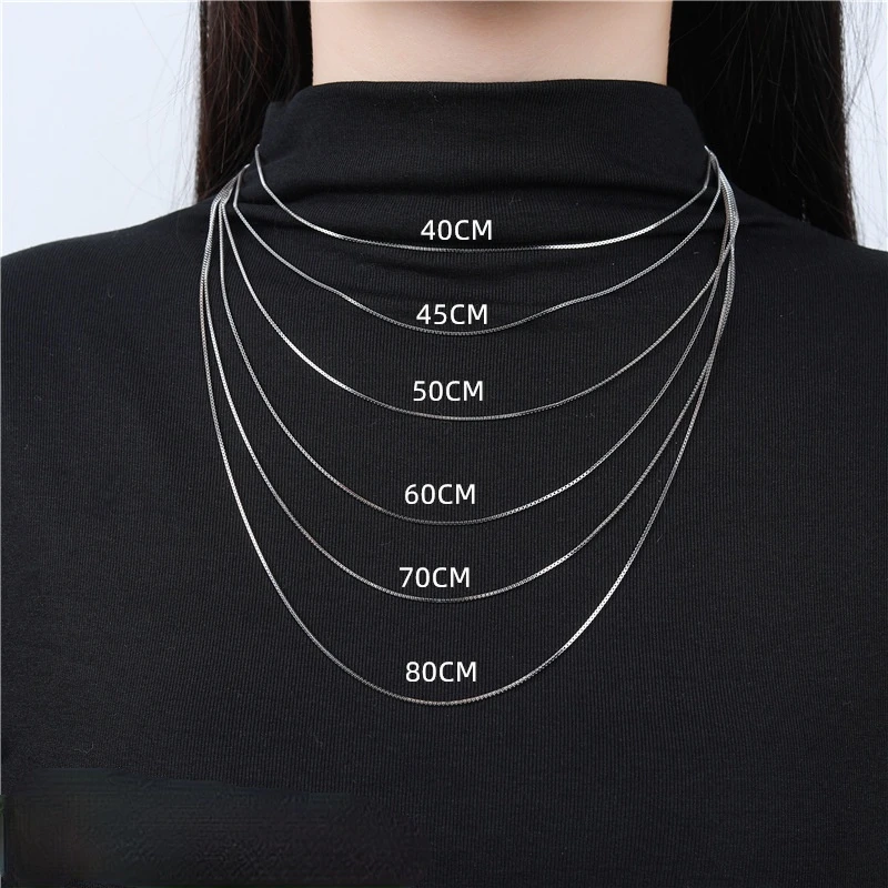 

Sodrov S925 Sterling Silver Box Chain Long Sweater Chain Necklae Sterling Silver Necklace