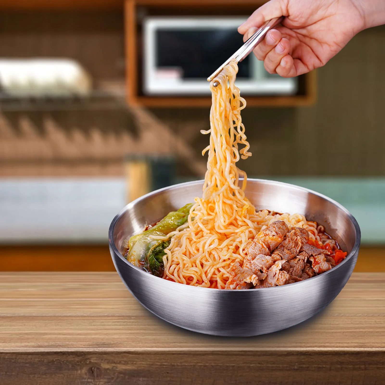 Многофункциональная миска из нержавеющей стали для лапши нескользящая