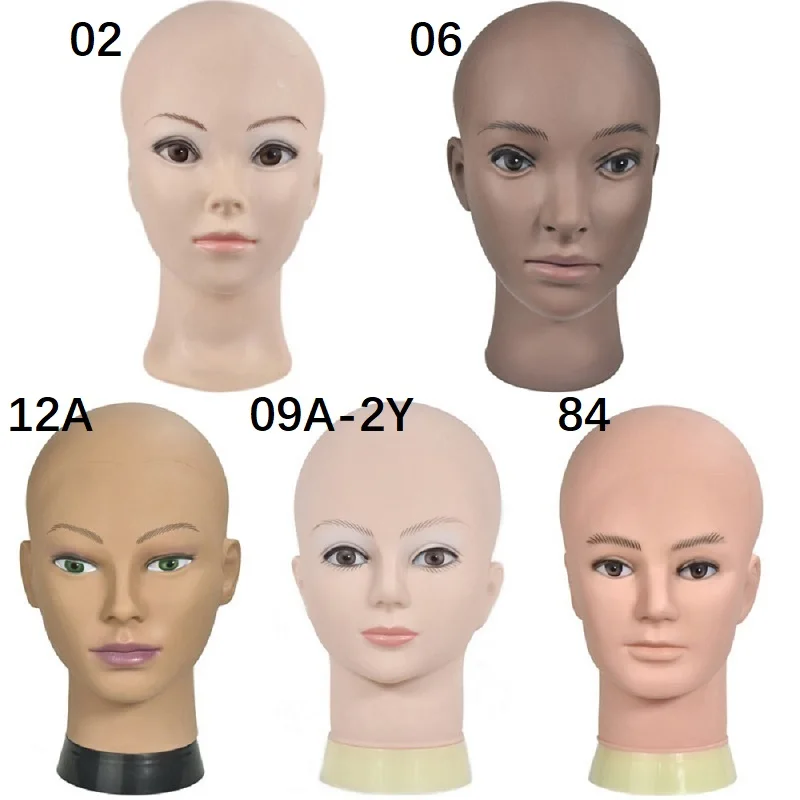 

Soft PVC Bald Mannequin Head Stand For Making Hair Styling Wigs and Hat Display Cosmetology Training Manikin Practice Head