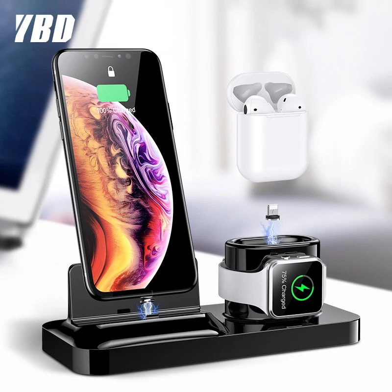 Зарядный держатель для телефона YBD 3 в 1 подставка iPhone XS Max X док станция зарядного
