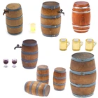 Мини Деревянный Красное Вино Баррель миниатюрный пивная бочка пиво бочковое пиво бочонок для Кукольный дом украшения аксессуары 1:12 весы кукольный домик