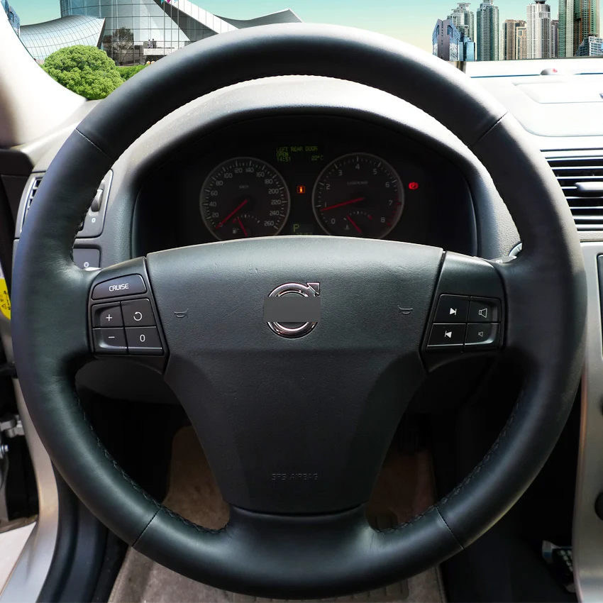 Черная искусственная кожа PU DIY Ручная сшивка чехол рулевого колеса автомобиля