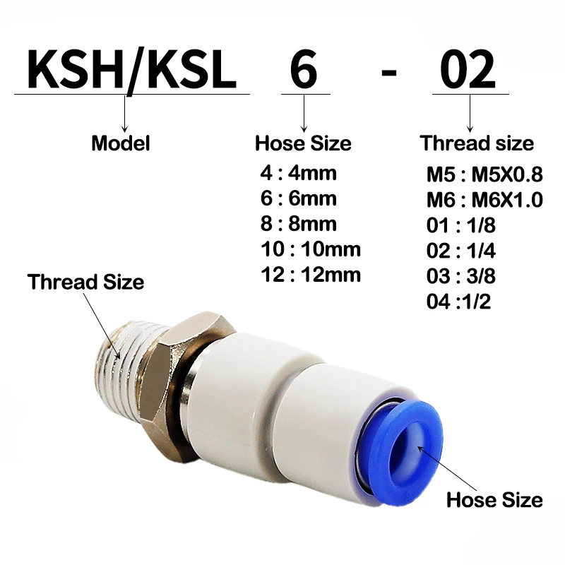 KSH KSL Высокоскоростной вращающийся пневматический фитинг M5 1/8 дюйма 1/4 3/8 1/2
