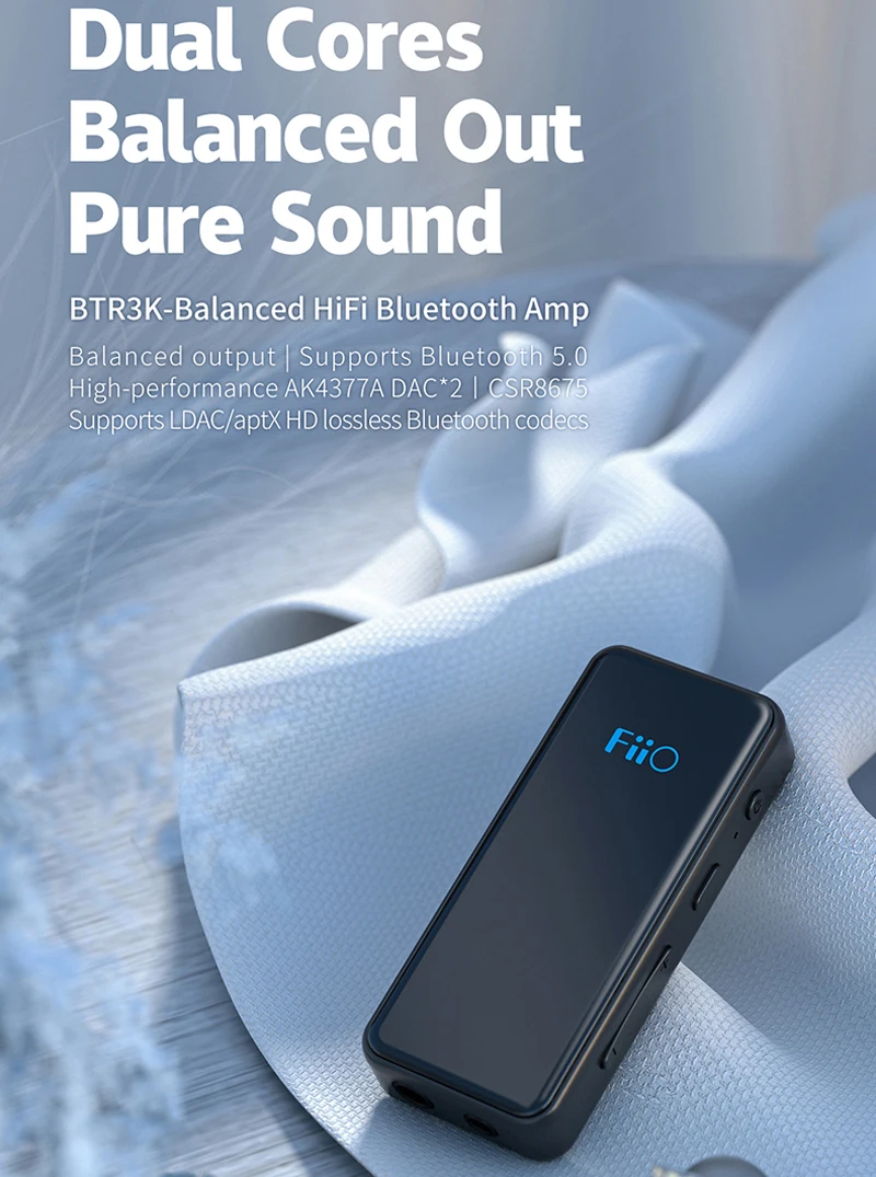 Сбалансированные наушники FiiO BTR3K AK4377A * 2 Hi-Fi Bluetooth 5 0 Amp и USB DAC Поддержка aptX HD/LDAC