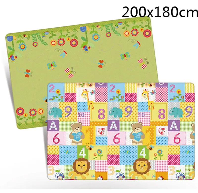 200x180 200x180x1 см толстый детский коврик для ползания и игр двухсторонний нескользящий пенопластовый коврик для игр для детской комнаты для спортзала ковер водонепроницаемый - Цвет: 200x180