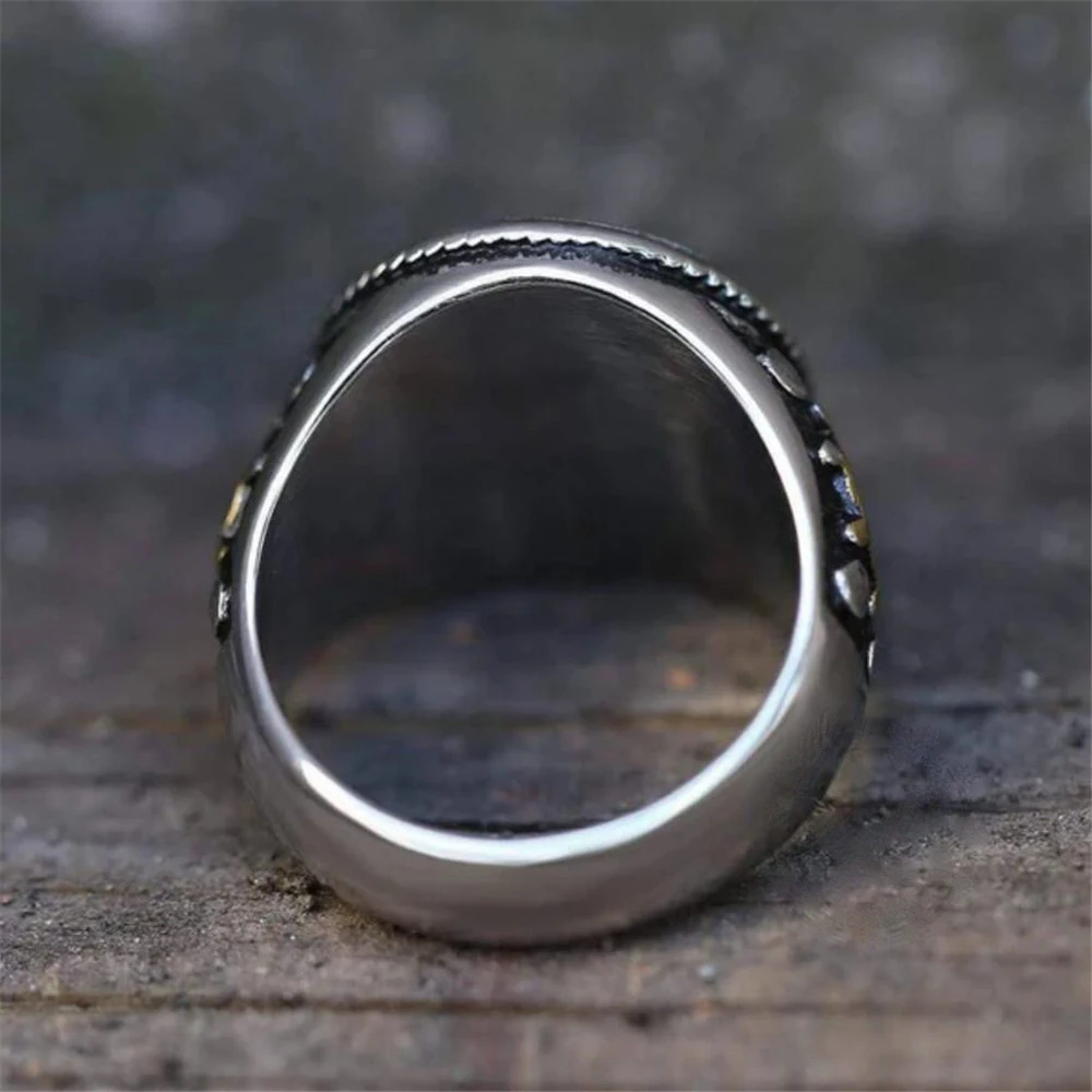 

Popular Fashion Retro Punk ring Nordic Skull Double Knife Men's Domineering Rings Hip-Hop Locomotive Accessories Jewelry Gift
