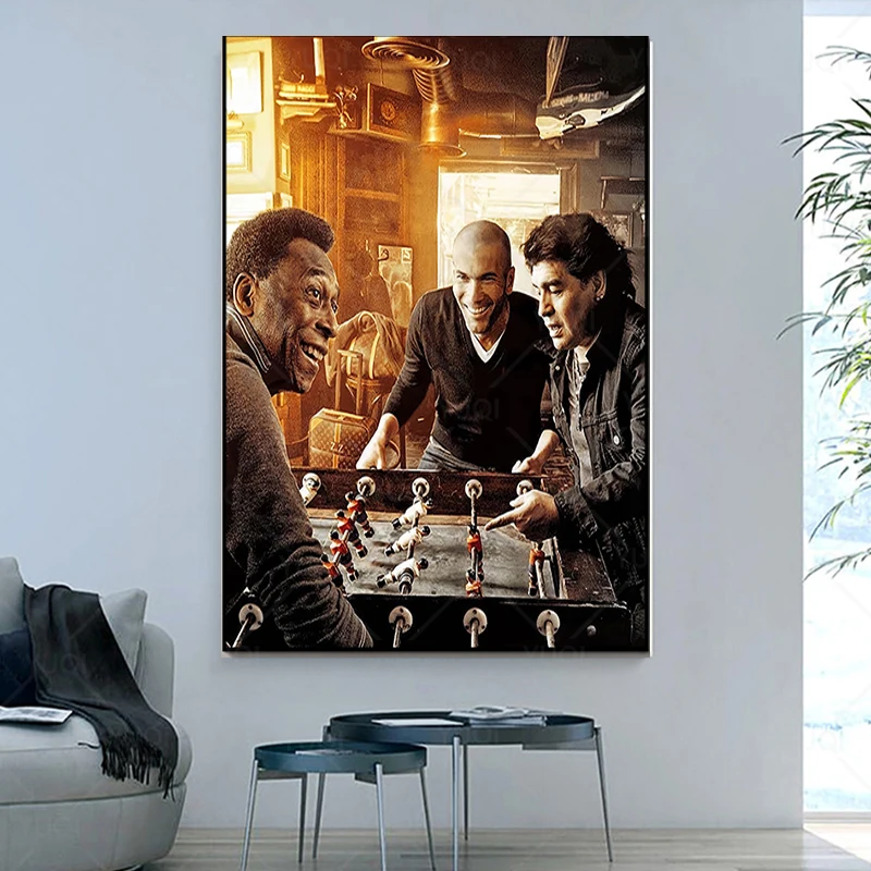 

Football Star Hand of God Classic Posters and Prints Canvas Wall Art Portrait Painting Playing Football Games Picture for Room