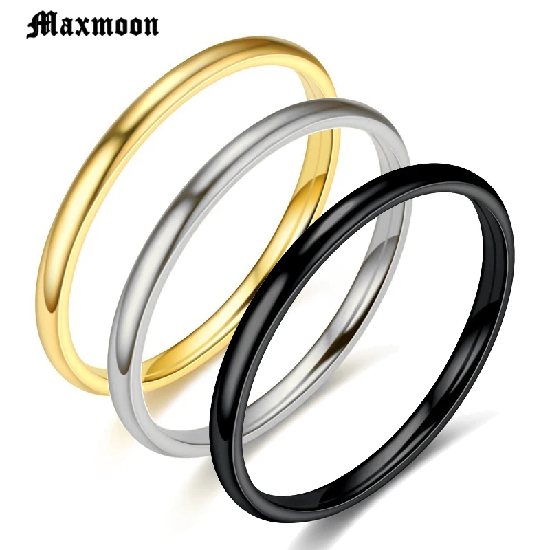Кольца Maxmoon из нержавеющей стали гладкие и простые индивидуализированные