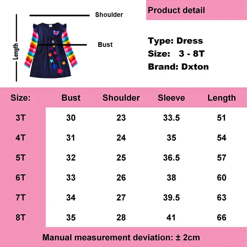 Dxton Long Sleeve Girls Dress 2019 Winter Children Costume Sequin Butterfly Striped Casual Dresses Christmas Baby Clothes | Детская