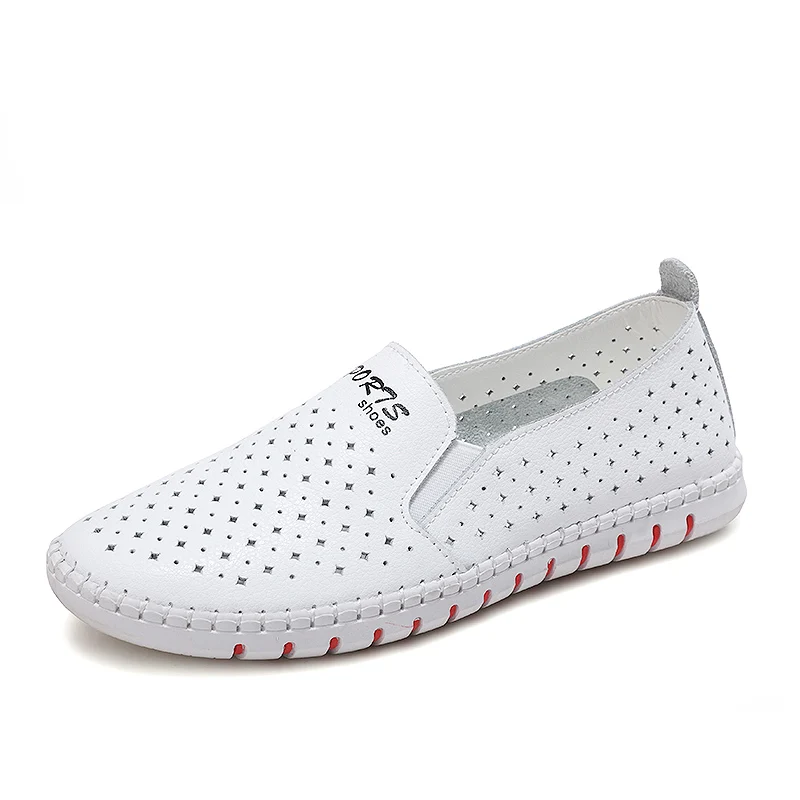 slip white Женские кроссовки из натуральной кожи на плоской подошве; женские повседневные лоферы; женские мокасины на полой подошве; белые парусиновые водонепроницаемые Мокасины на шнуровке - Цвет: slip white