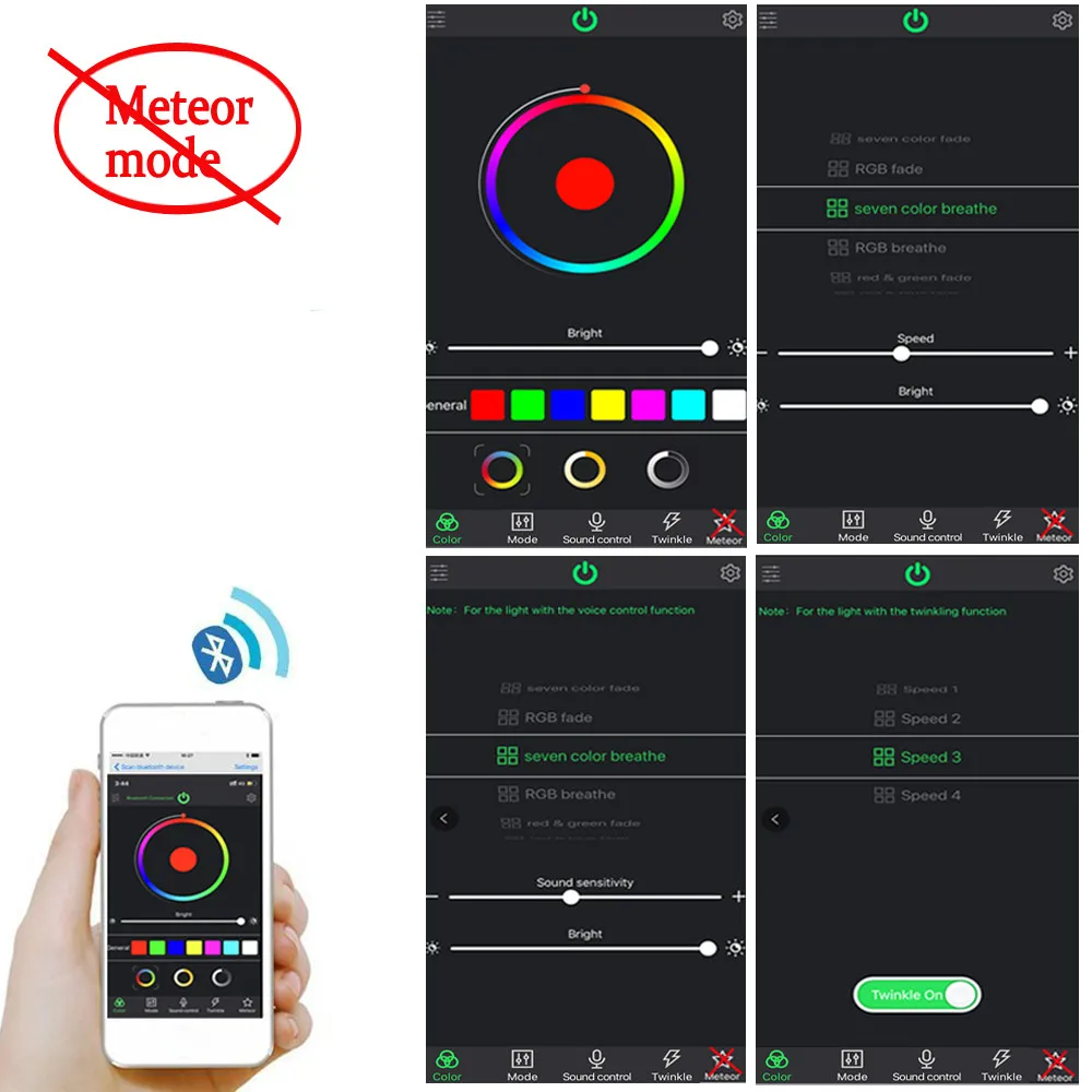 Bluetooth APP управление волоконно-оптический светильник двигатель мерцающий эффект 12 Вт музыкальный прыжок потолочный светильник звезда устройство