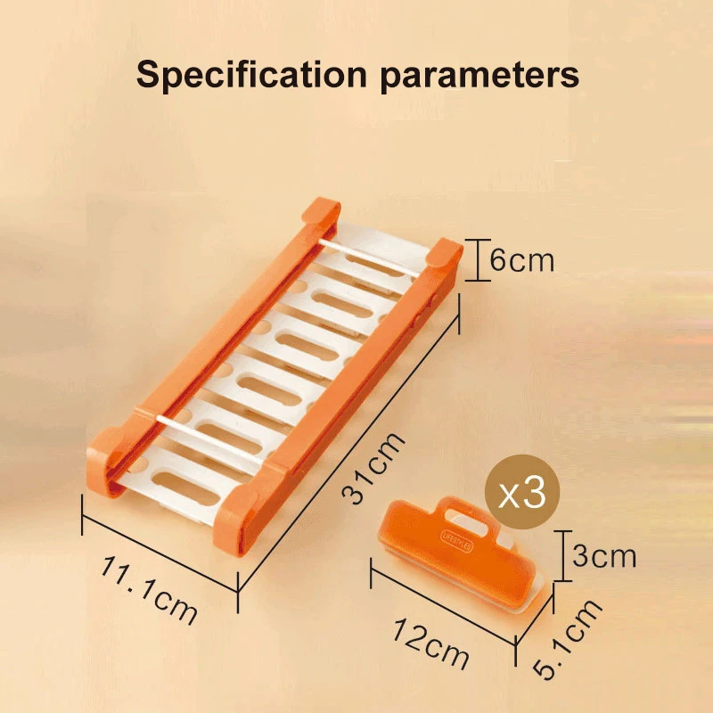 

Refrigerator Adjustable Telescopic Storage Rack Track Bag Sealing Clip Refrigerator Fresh-keeping Compartment Food Storage Rack