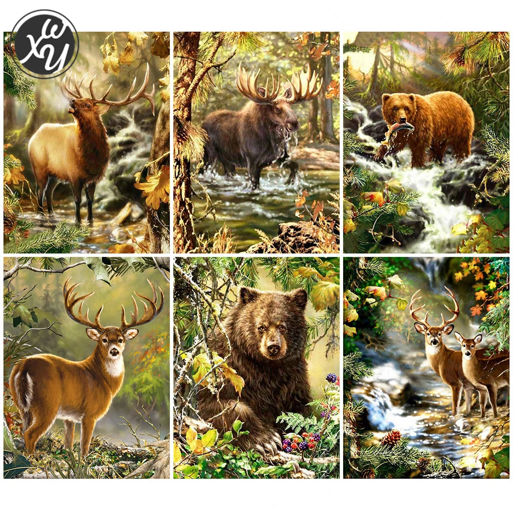 

WEIWEI алмазная живопись животные 5D Diy Новое поступление рогов Алмазная вышивка Лось полностью квадратные круглые сверла мозаика Стразы искус...