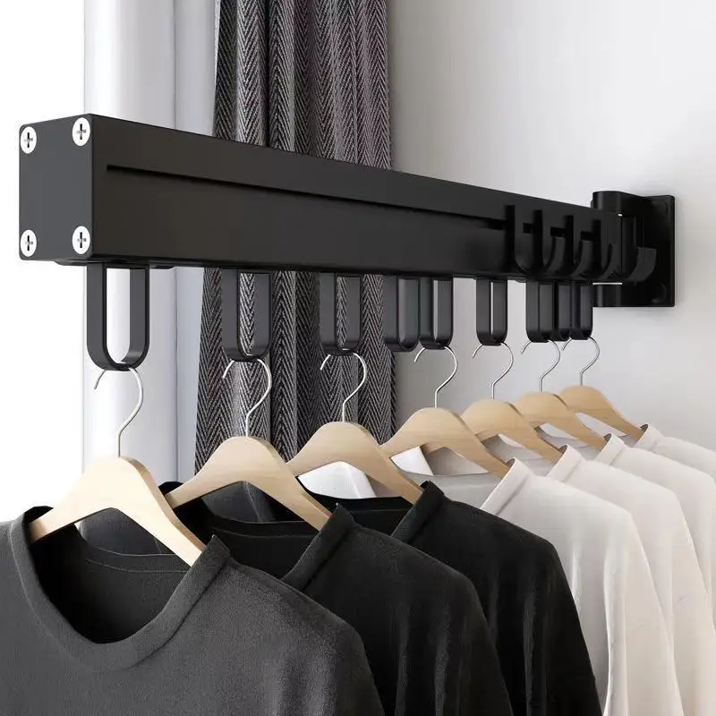 Balcony Folding Clothes Hanging Wall Invisible Window Indoor Simple Clothes Drying for Outdoor Telescopic Clothes Drying Pole